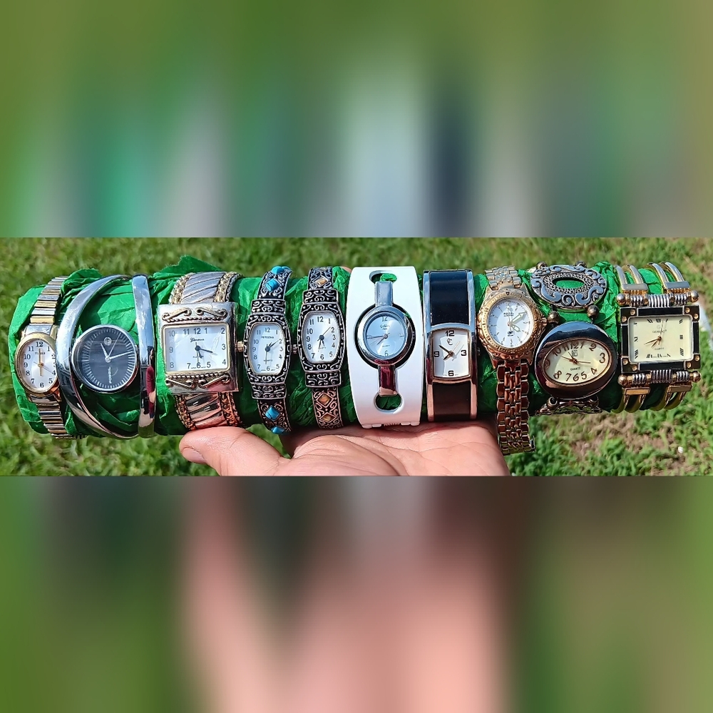 Lot Of 10 Womens Watches Fossil Geneva Timex Persona Vintage